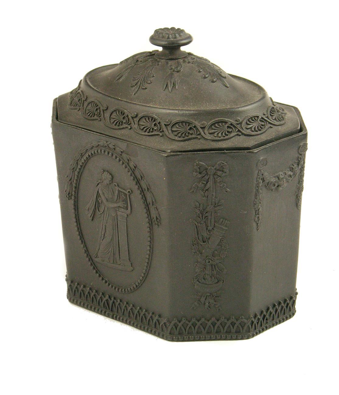 Appraisal: A Wedgwood black basalt octagonal tea canister