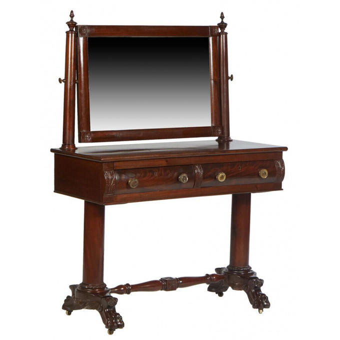 Appraisal: American Classical Carved Mahogany Dressing Table th c the rectangular