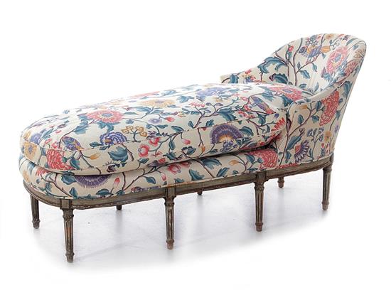 Appraisal: Louis XVI style upholstered daybed late th century curved backrest