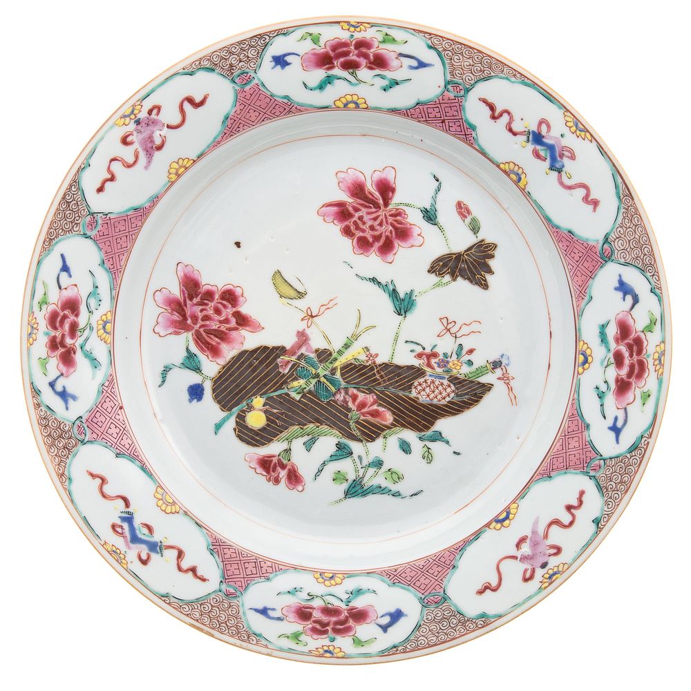 Appraisal: Chinese Export Famille Rose Plate Yongzheng circa floral and leaf