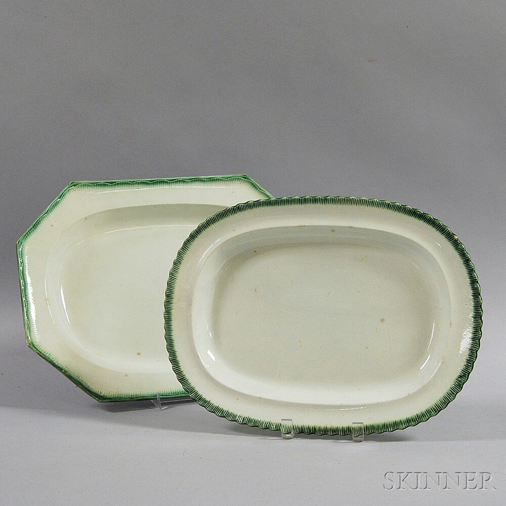 Appraisal: Two Green Leeds Feather-edge Platters England th century one oval