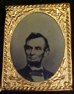 Appraisal: Abraham Lincoln political campaign badge albumen brass frame '' x