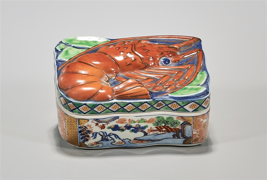 Appraisal: Antique Japanese Imari covered lobster box c mark to base