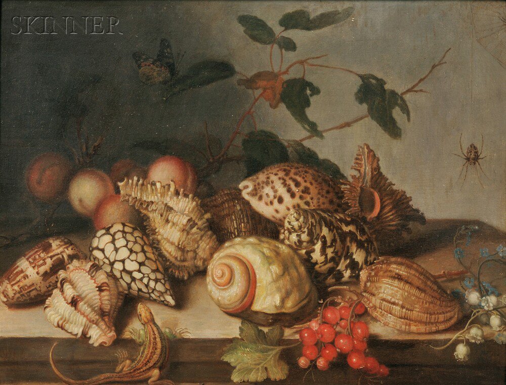 Appraisal: Dutch School th Century Style Still Life with Shells and