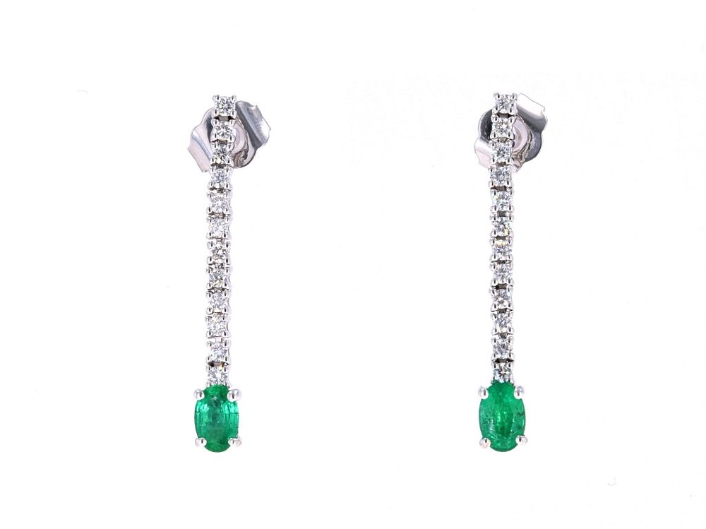 Appraisal: Delicate K Gold Emerald VS Diamond Earrings Featured in this