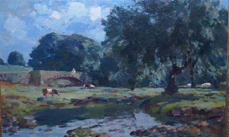 Appraisal: Gyrth Russell Canadian - Landscape with Footbridge Estimate -