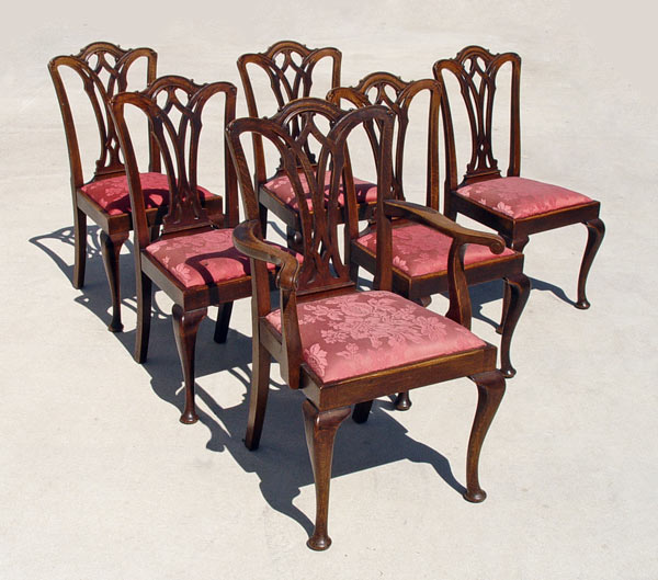 Appraisal: SET OF SIX QUARTER SAWN OAK CENTENNIAL CHIPPENDALE DINING CHAIRS