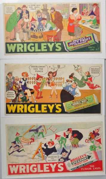 Appraisal: Lot of Cardboard Wrigley's Gum Trolley Signs Description Great color