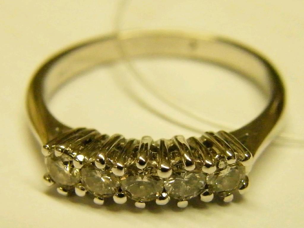 Appraisal: ct white gold five stone claw set half eternity ring