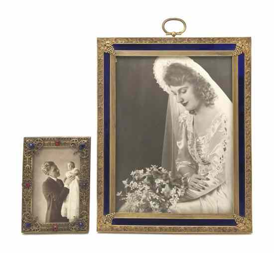 Appraisal: A Brass and Enameled Picture Frame of rectangular form with