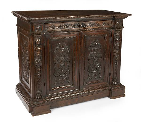 Appraisal: An Italian Renaissance Revival carved walnut chest incorporating antique and