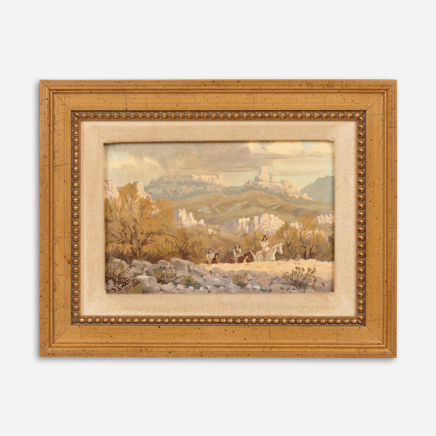 Appraisal: RON STEWART APACHE LAND OIL MINIATURE Ron Stewart Arizona b