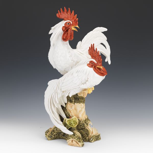 Appraisal: CAPODIMONTE ROOSTER SCULPTURE BY G CORTESE x Glazed ceramic rooster