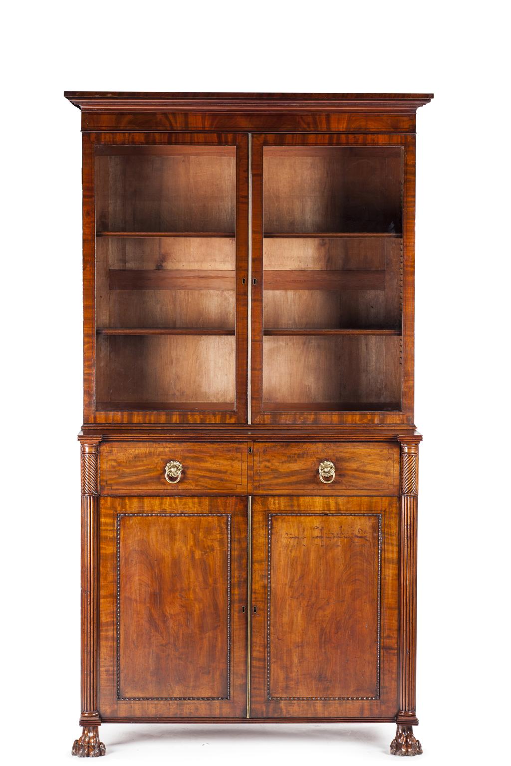 Appraisal: GEORGE IV MAHOGANY AND EBONY INLAY BOOKCASE CABINET CIRCA the