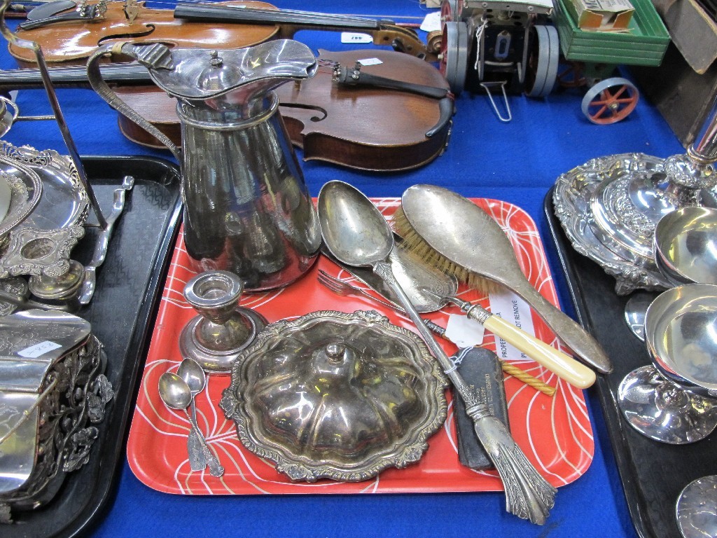 Appraisal: Tray lot of EP and silver - EP ale jug