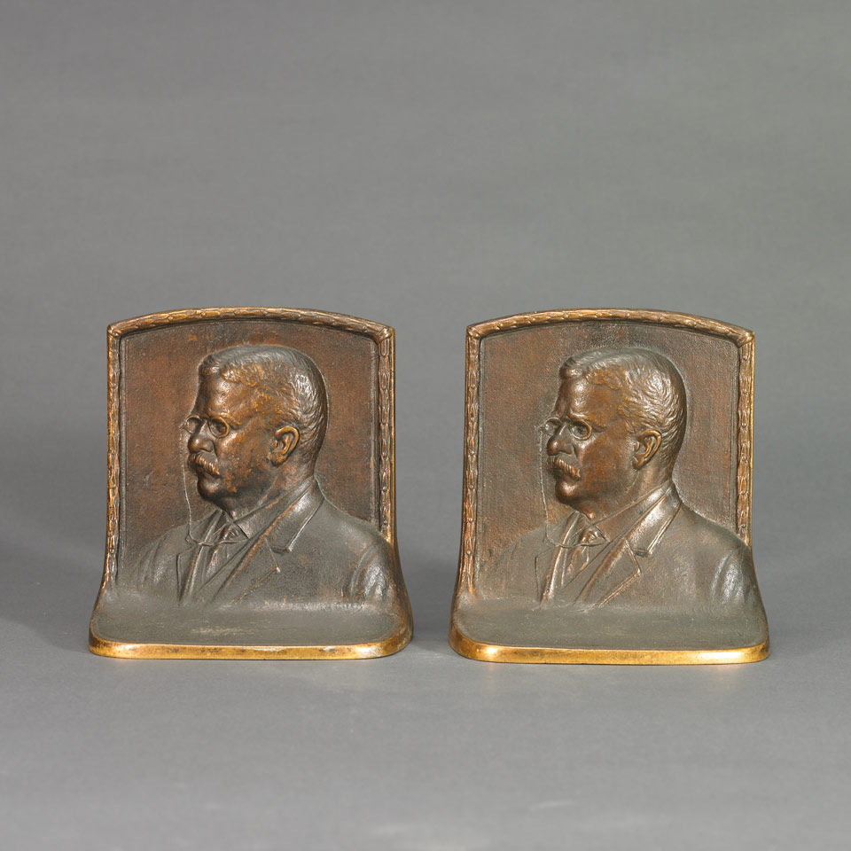 Appraisal: Pair of Patinated Bronze Theodore Teddy Roosevelt Bookends by Gregory