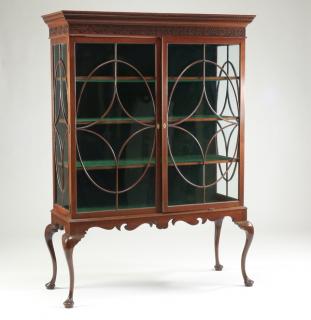 Appraisal: th c George III style velvet lined bookcase h George