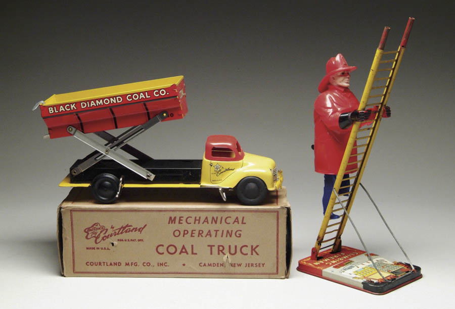 Appraisal: COAL TRUCK AND CLIMBING FIREMAN Cortland wind-up Black Diamond Coal