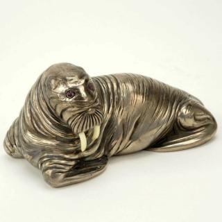 Appraisal: th Century Russian Silver Figural Walrus with Ruby Eyes th