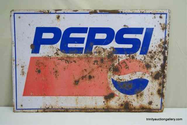 Appraisal: 's Pepsi Painted Metal Advertisement SignFrom a collection is an