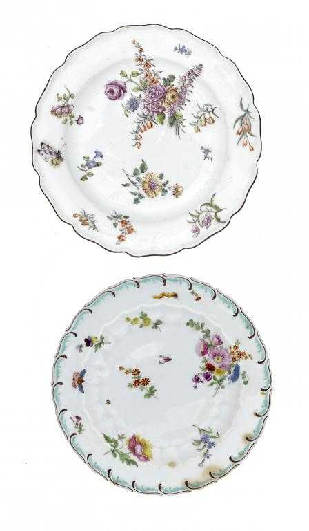 Appraisal: A CHELSEA PLATE painted with loose bouquets and scattered flowers