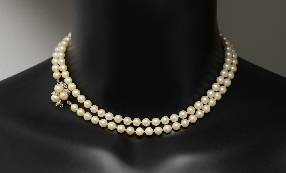 Appraisal: OPERA LENGTH PEARL NECKLACE '' strand of mm cultured pearls