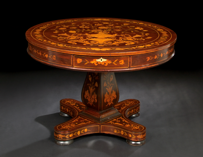 Appraisal: Dutch Inlaid Mahogany Center Table early th century the circular