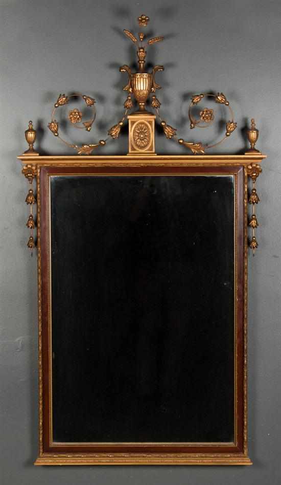 Appraisal: George III style mahogany parcel-gilt looking glass th century with