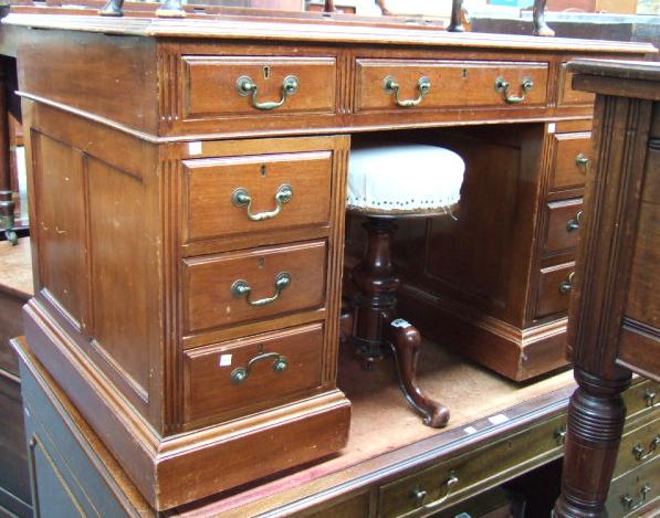 Appraisal: A small Victorian mahogany pedestal desk late th century the