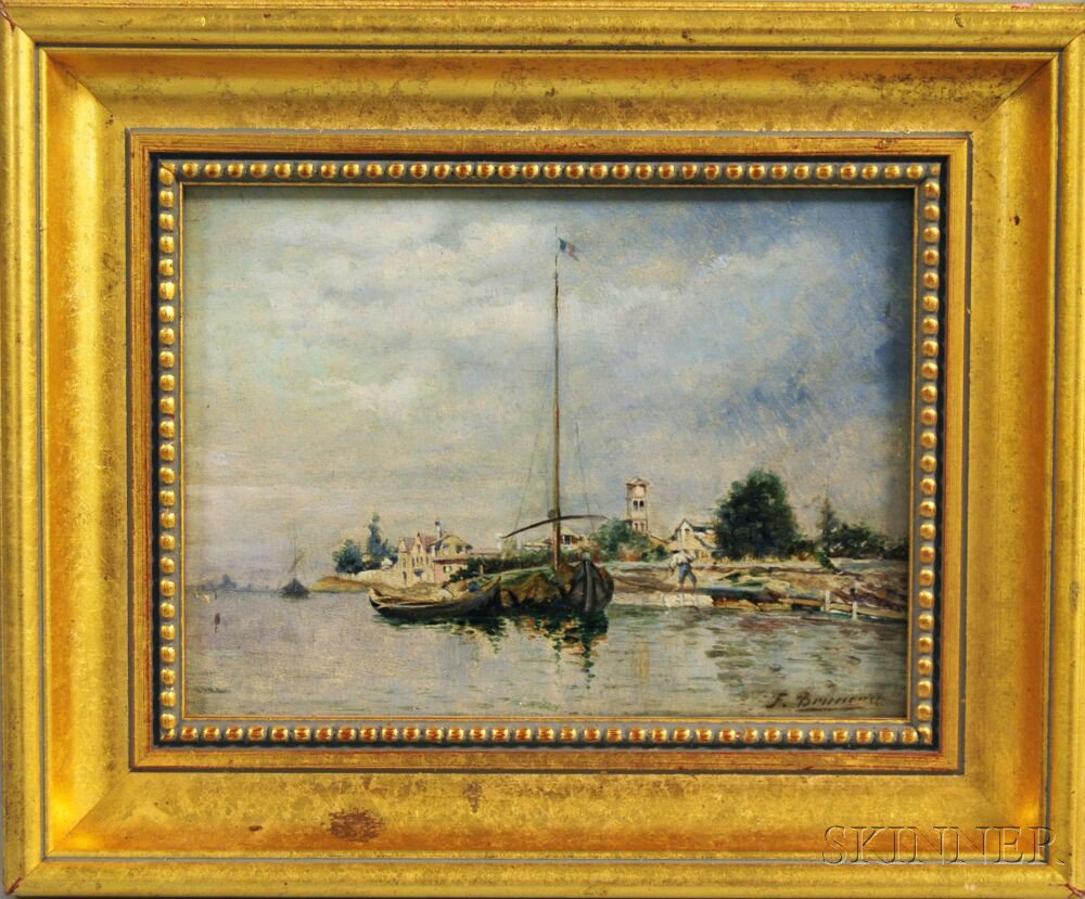 Appraisal: Francois Brunery Italian - View of Sailboats by the Shore