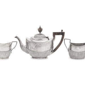 Appraisal: An Assembled Edwardian Silver Three-Piece Bachelor's Tea Service Early th