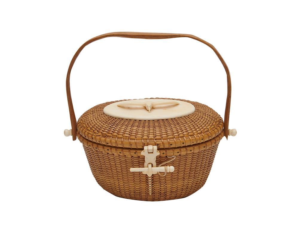 Appraisal: Nantucket Friendship Basket Purse Jose Formoso Reyes Nantucket Massachusetts signed