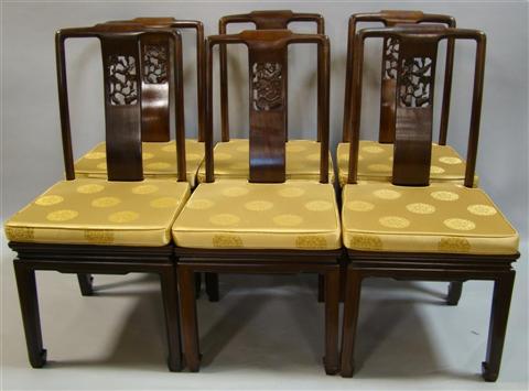 Appraisal: SET OF SIX MODERN ASIAN SIDE CHAIRS the rectangular backs