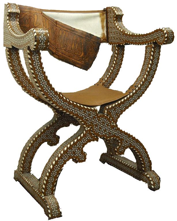 Appraisal: Decorative th century Continental Svonarola style X-frame folding chair profusely