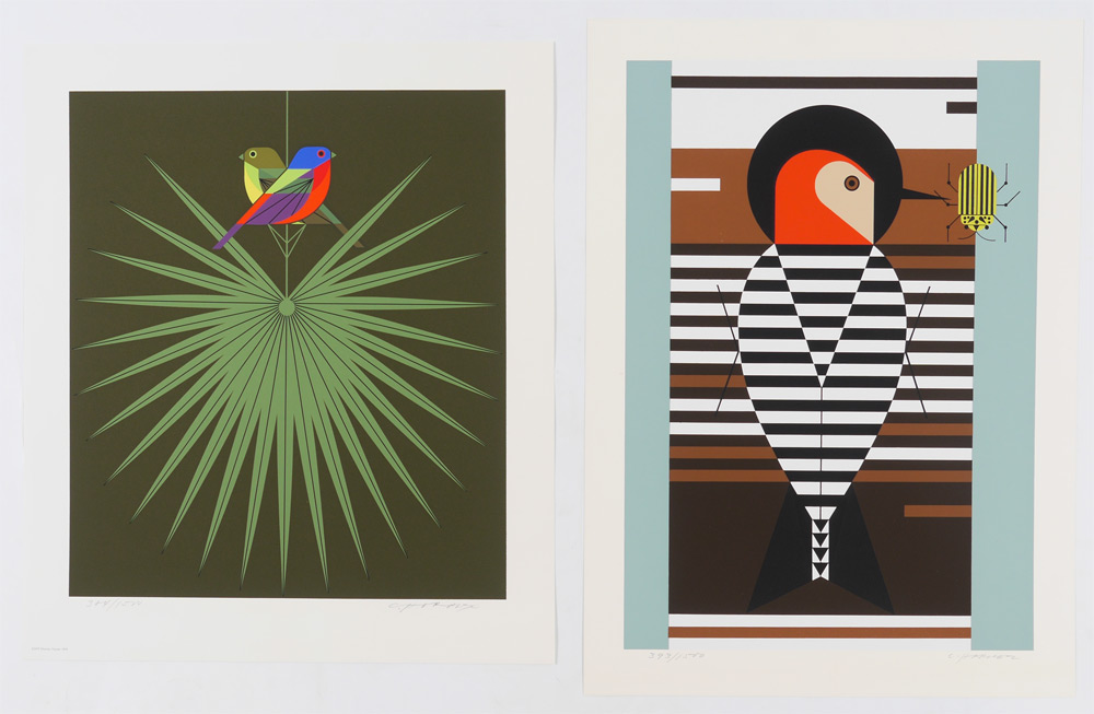 Appraisal: HARPER Charley American - unframed serigraphs ''Flamboyant Feathers'' Painted Bunting