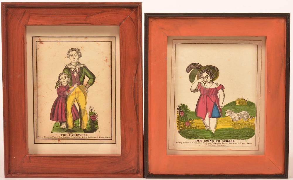 Appraisal: Two Early th Century Hand Colored Prints Two Early th