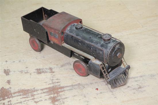 Appraisal: SHEET METAL RIDING TOY Train with black and red paint