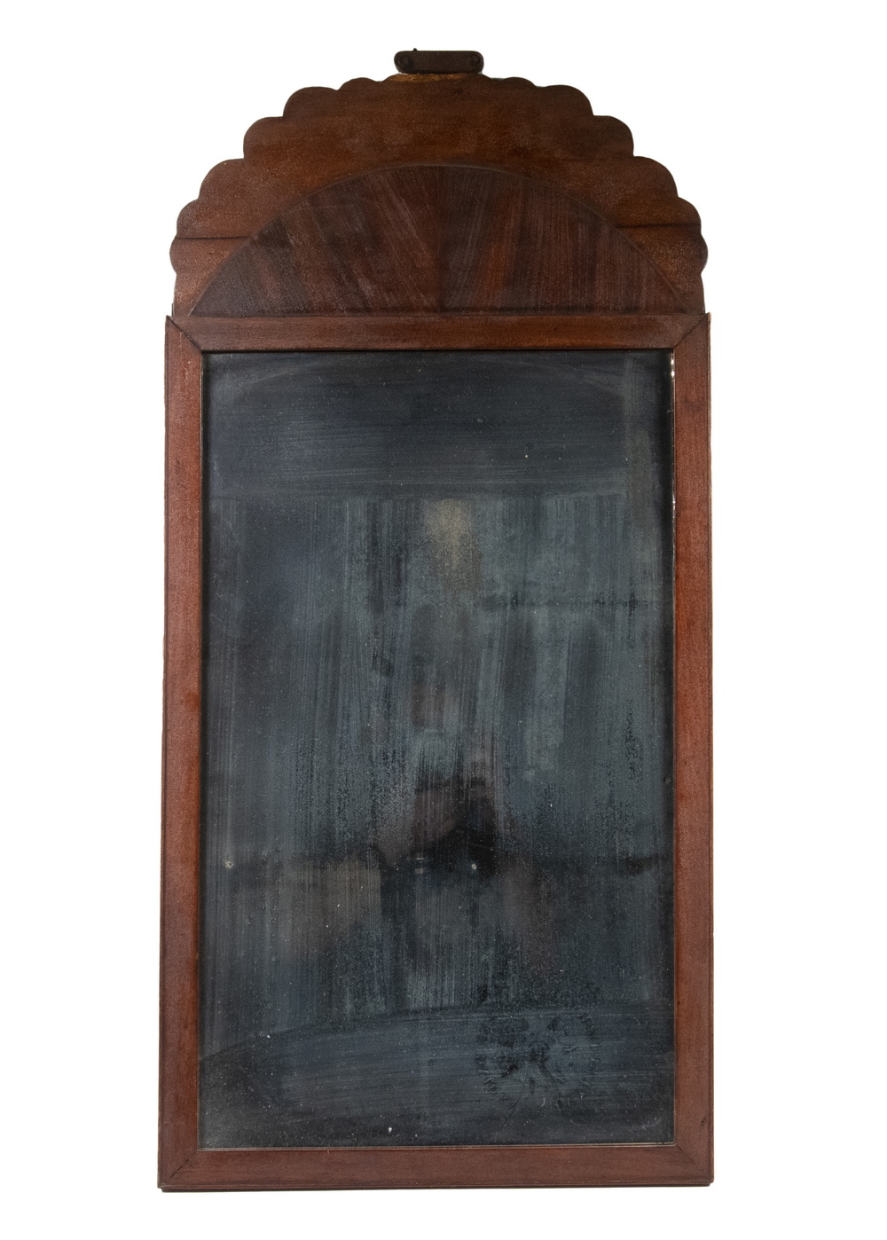 Appraisal: EARLY TH C TOMBSTONE MAHOGANY MIRROR Looking Glass with two-toned