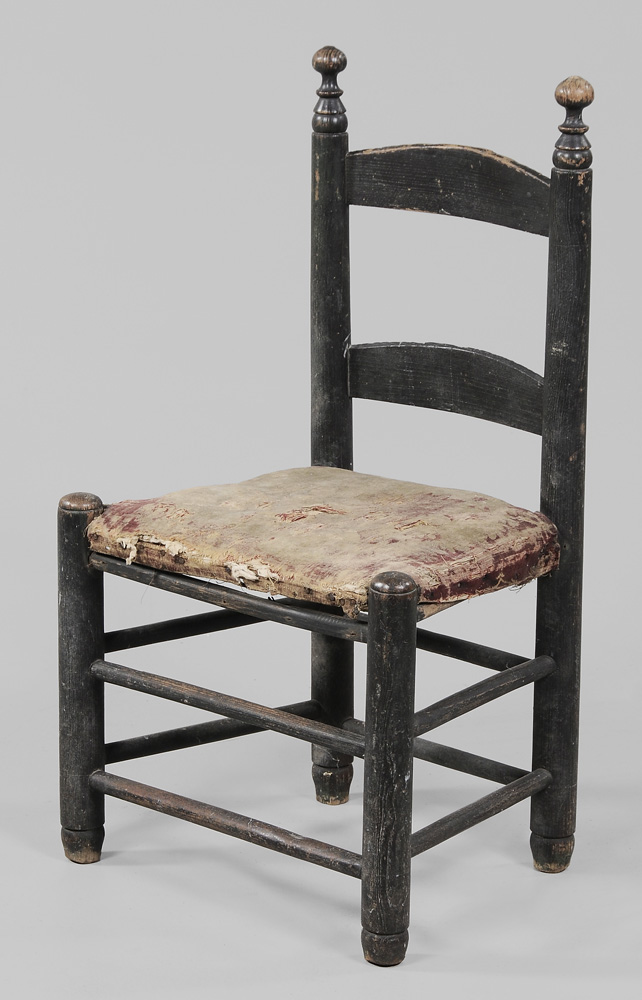 Appraisal: Southern Paint-Decorated Ladder-Back Side Chair th century original surface with