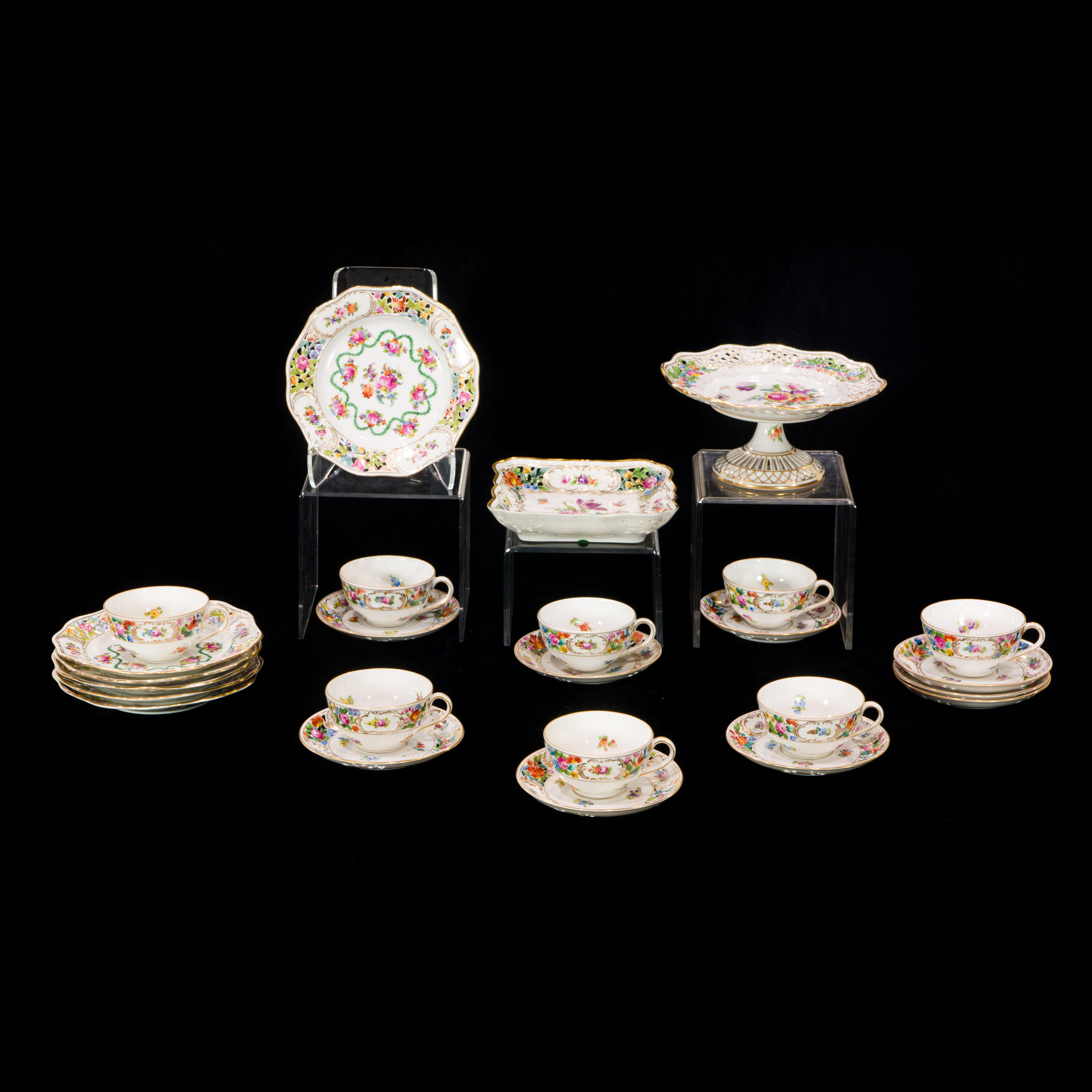 Appraisal: A CARL THIEME RETICULATED PORCELAIN PARTIAL DESSERT SERVICE Lot of