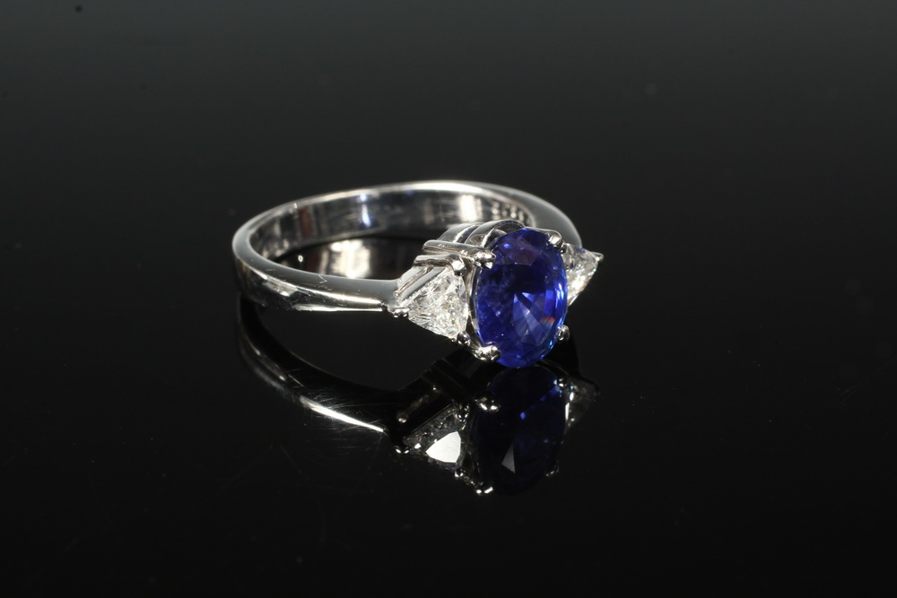 Appraisal: LADY'S RING - One K White Gold Sapphire and Diamond