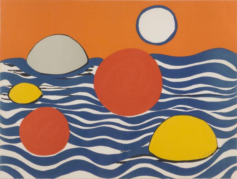 Appraisal: Alexander Calder NY - Waves Circles color lithograph on wove