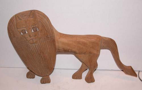 Appraisal: Stealthy Cat and Wooden Lions Artist Na ve West Virginia