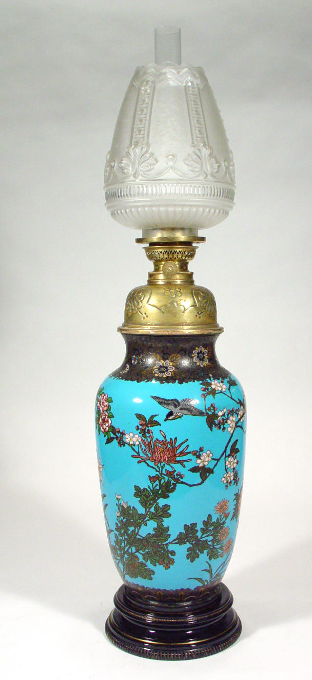 Appraisal: Large Oriental Cloisonne lamp base enamelled with a bird amongst