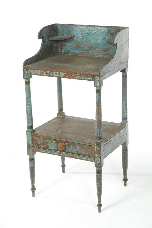 Appraisal: DECORATED WASHSTAND American - pine Gallery and one drawer retaining