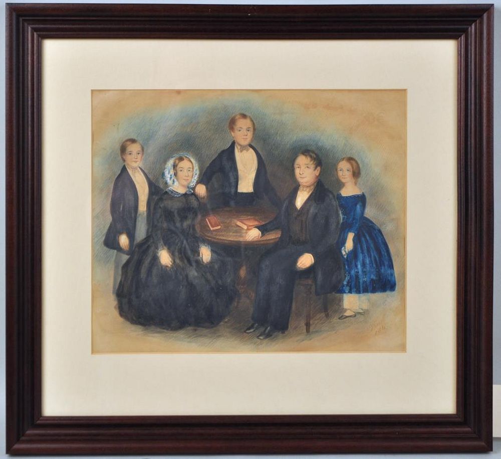 Appraisal: Framed American Pastel Family Portrait signed Wm Pane Not examined