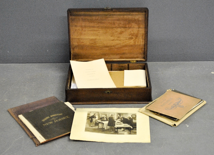 Appraisal: - Mahogany box containing Seaside Directory New Jersey maps Child