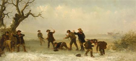 Appraisal: THOMAS SMYTHE - THE SNOWBALL FIGHT Signed oil on board