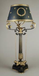 Appraisal: Empire Tole Table Lamp Columnar form on tripod paw feet