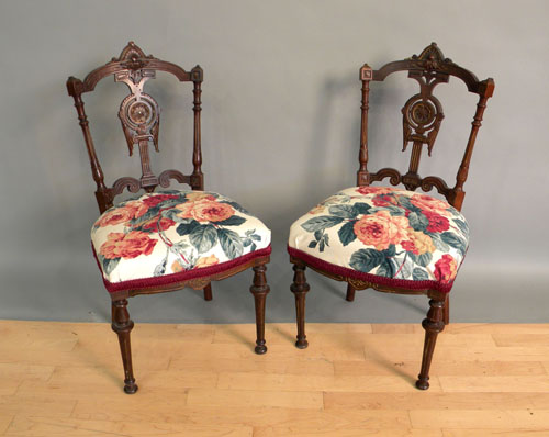 Appraisal: Pair of Victorian side chairs th c